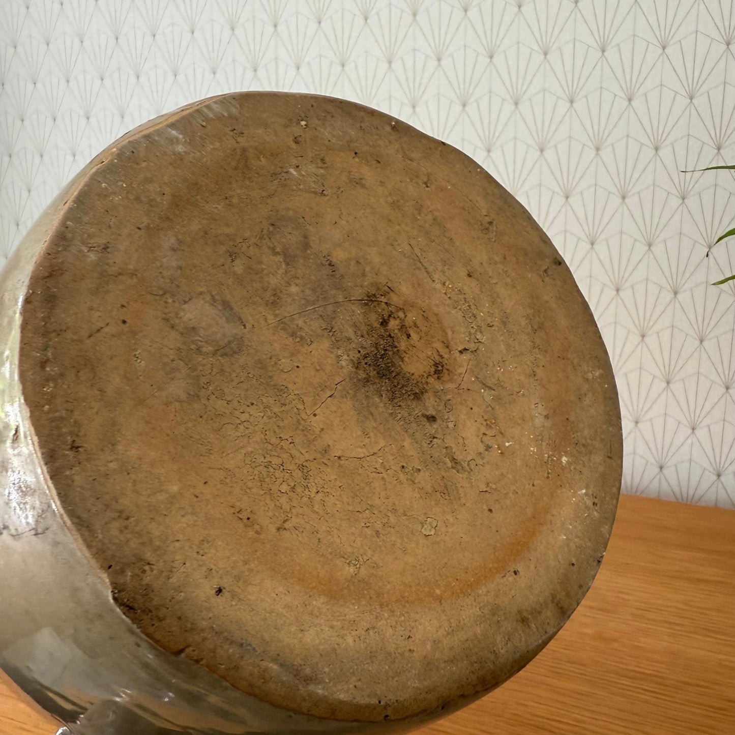 Handmade Glazed Grey Vintage French Confit Grease Pot Stoneware  23072511