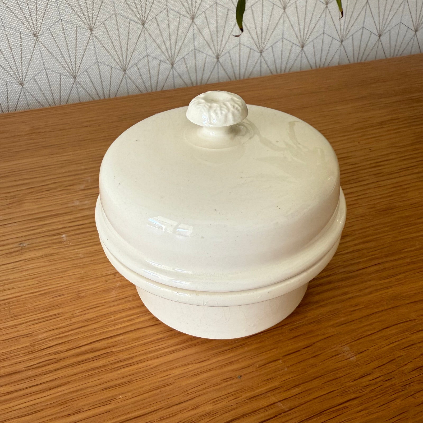 French Vintage Terrine Sarreguemines White Ceramic Foie Gras Pot 11012516 Sarreguemines