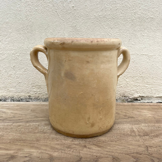 French Confit Pot Antique Stoneware Salt Curing Jar Handles 1107227 Unmarked