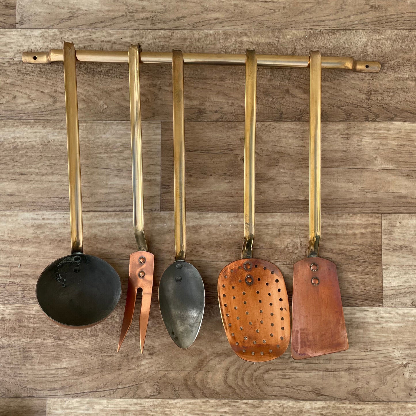 Vintage French Brass Copper Utensils set of 5 1203253