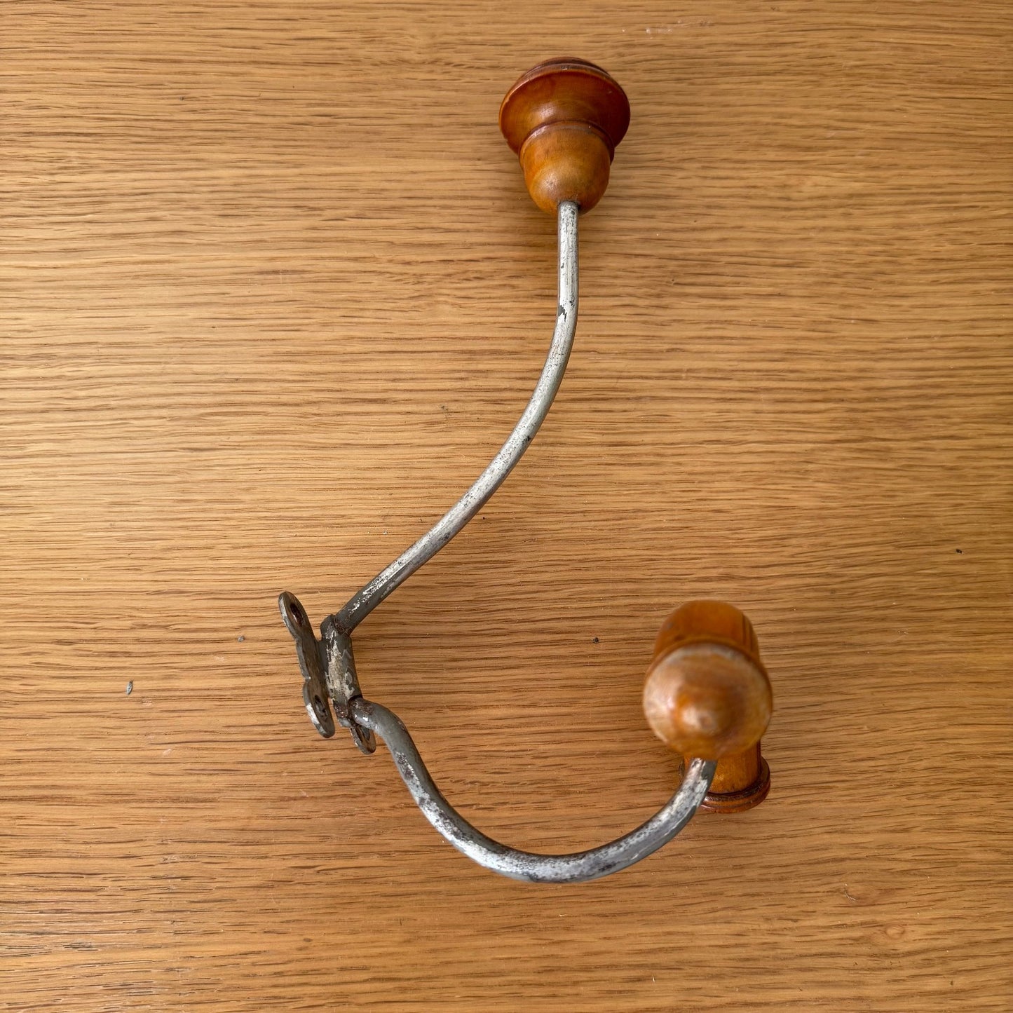 Antique French Coat Hook Hat Hanger metal wood 0211253