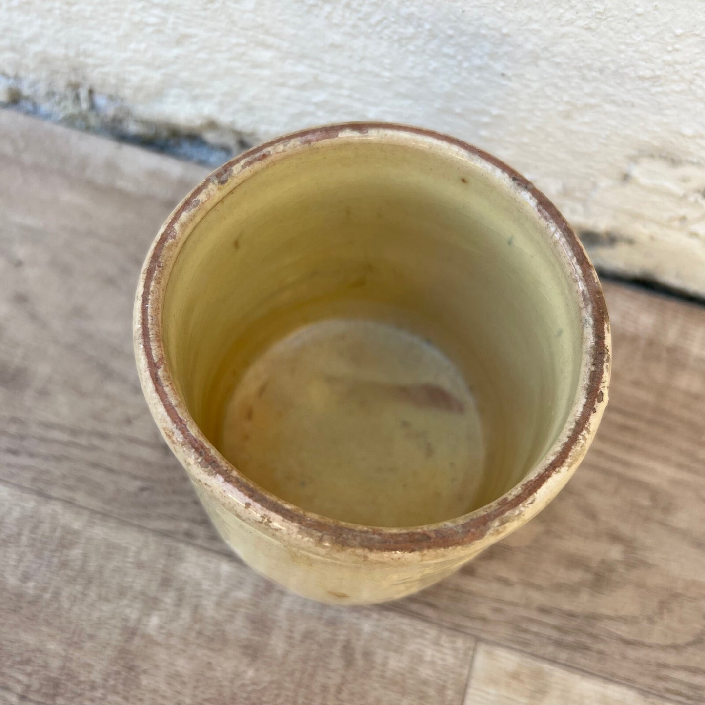 Antique French Jam Pot Yellow Glazed Terracotta Handmade Jar 2509225 Unmarked