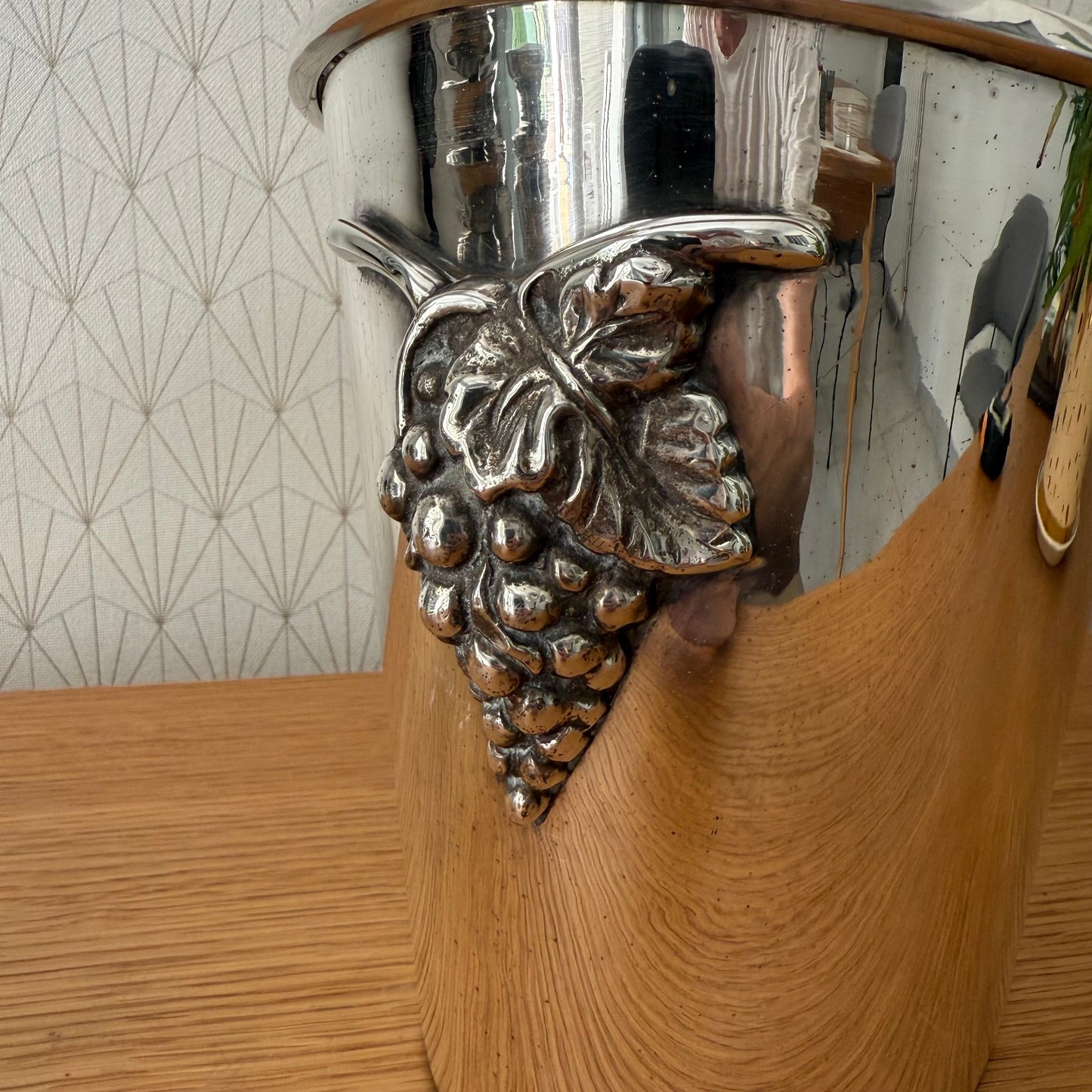 Vintage French Champagne Silverplate Ice Bucket Cooler Grappes 0807255