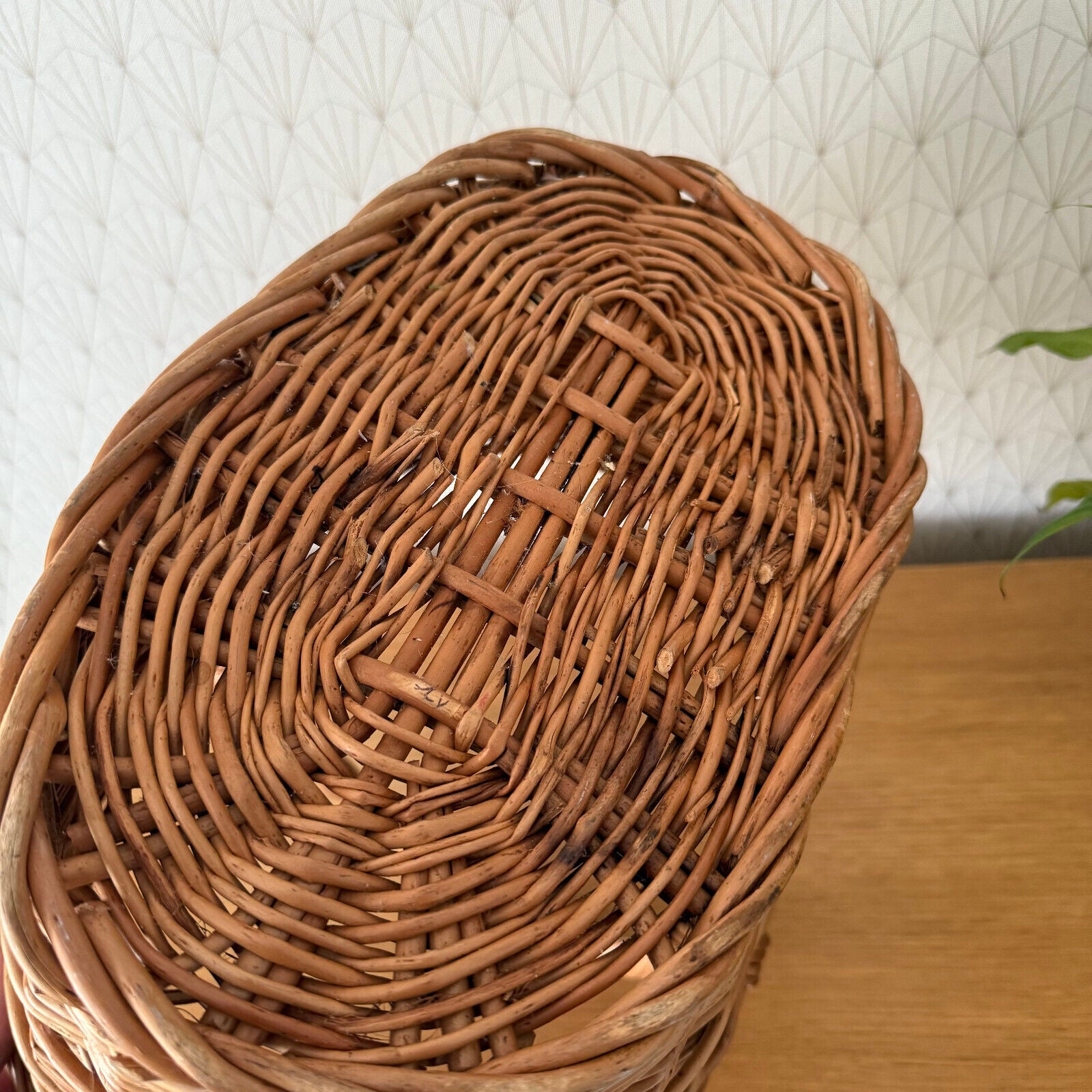 French Wicker Basket market fruits Chic Vintage Woven Rattan 2302254 - Fleamarketfrance