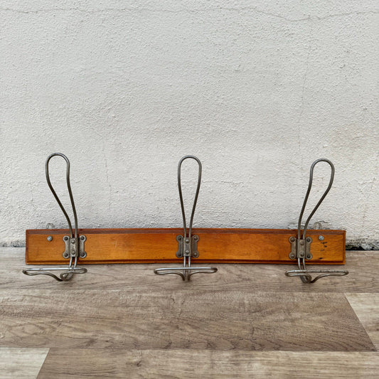 Antique French Coat Hook Hat Wood Wooden 3 Pegs Hanger  rack 2604249 - Fleamarketfrance