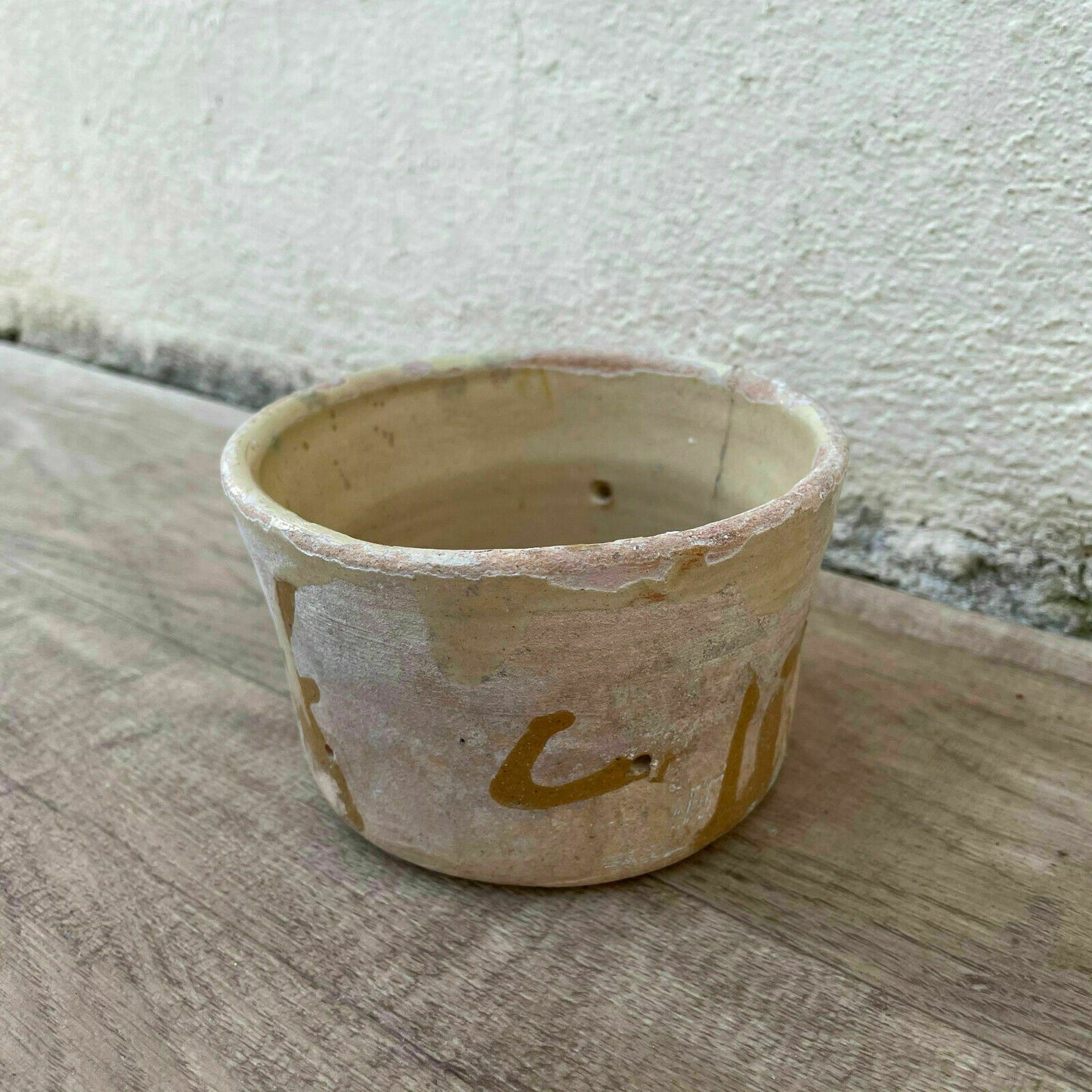 Vintage Antique glazed French Tan Stoneware Cheese Faisselle Strainer 09042114 - Fleamarketfrance