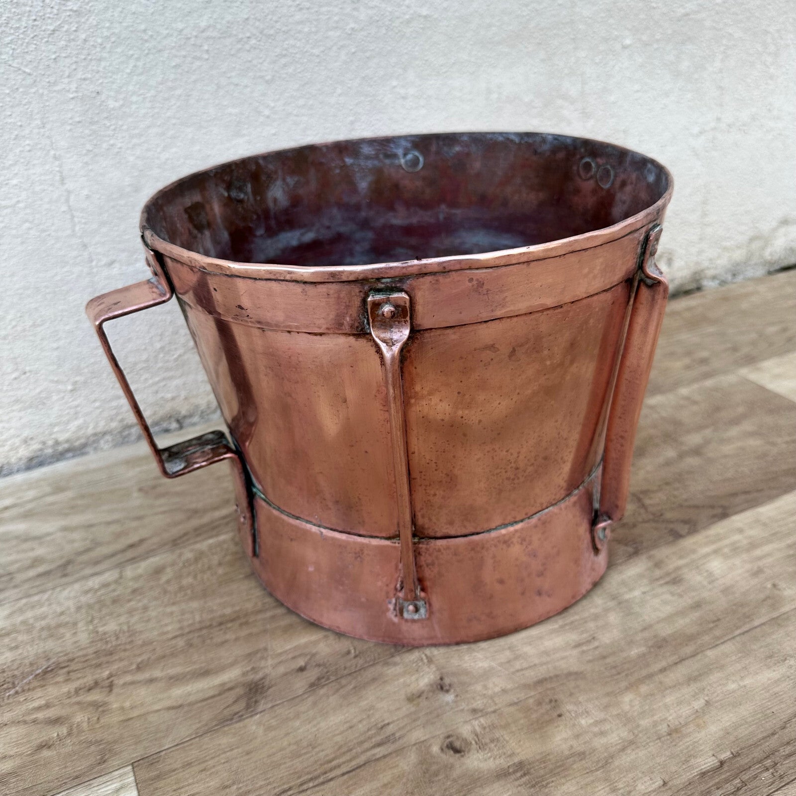 Antique French Copper Measuring Pot 2 Handles Wheat Vessel Brocante 1106232 Fleamarketfrance
