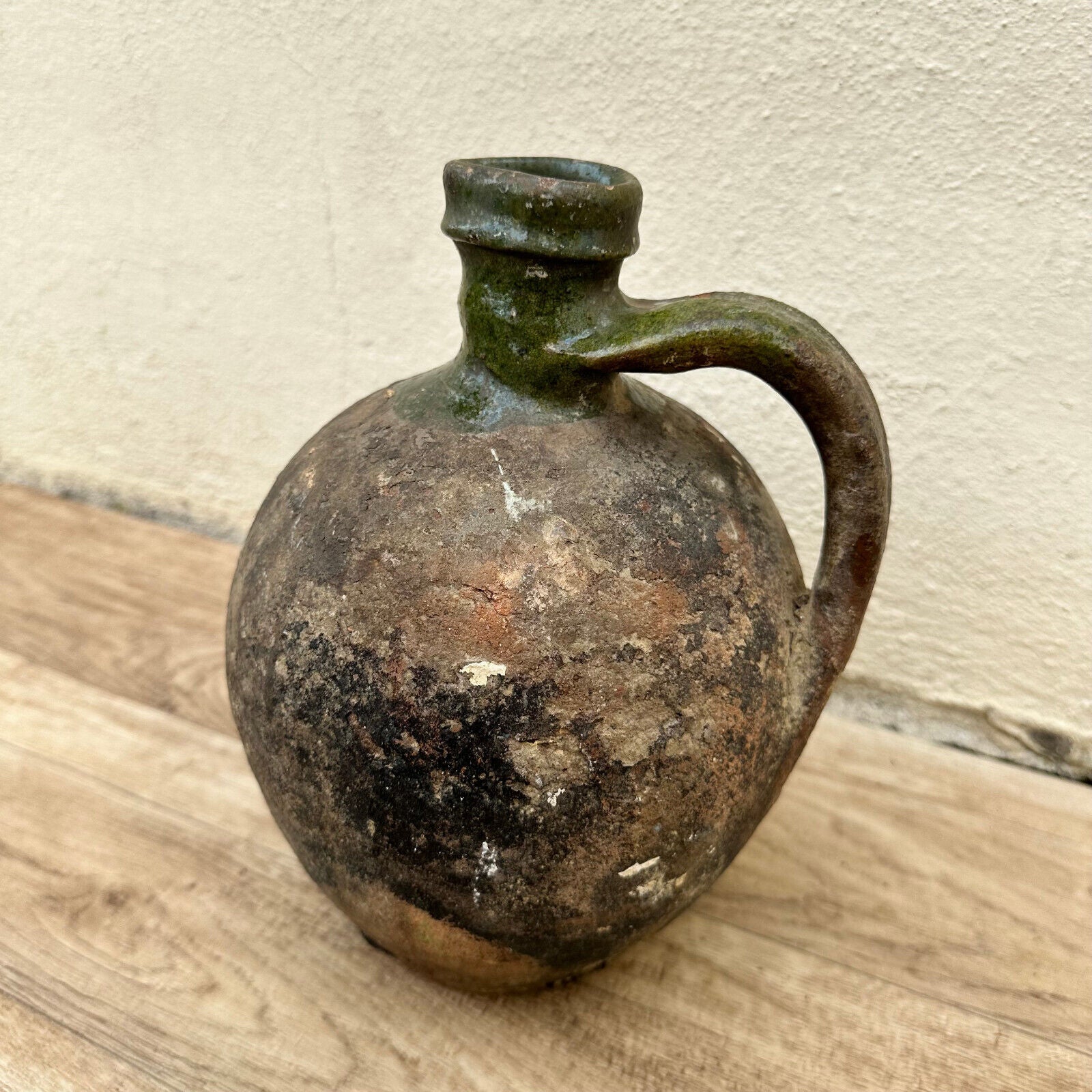 French vintage terracotta potery pitcher from France 04052319 - Fleamarketfrance