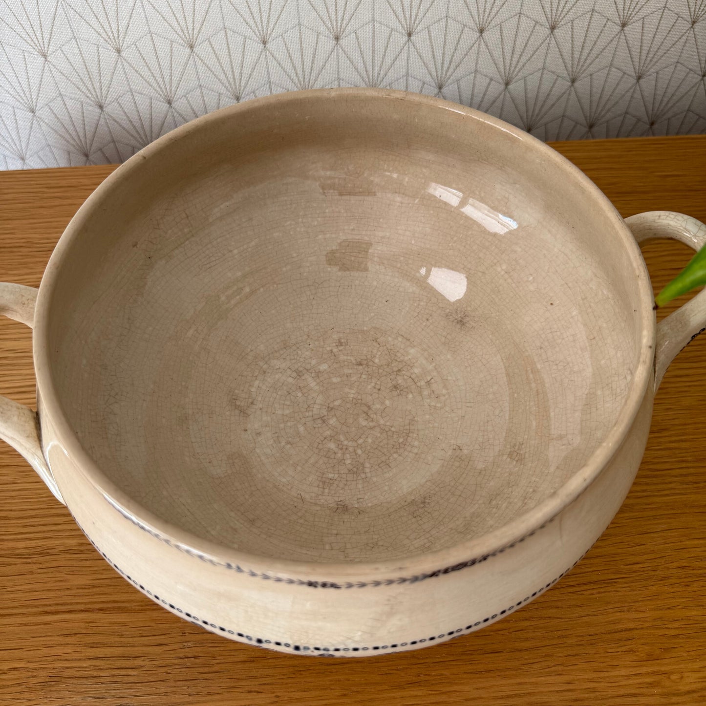 French Vintage Tureen  Earthenware Flowers Fruits Blue Bowl 1906253