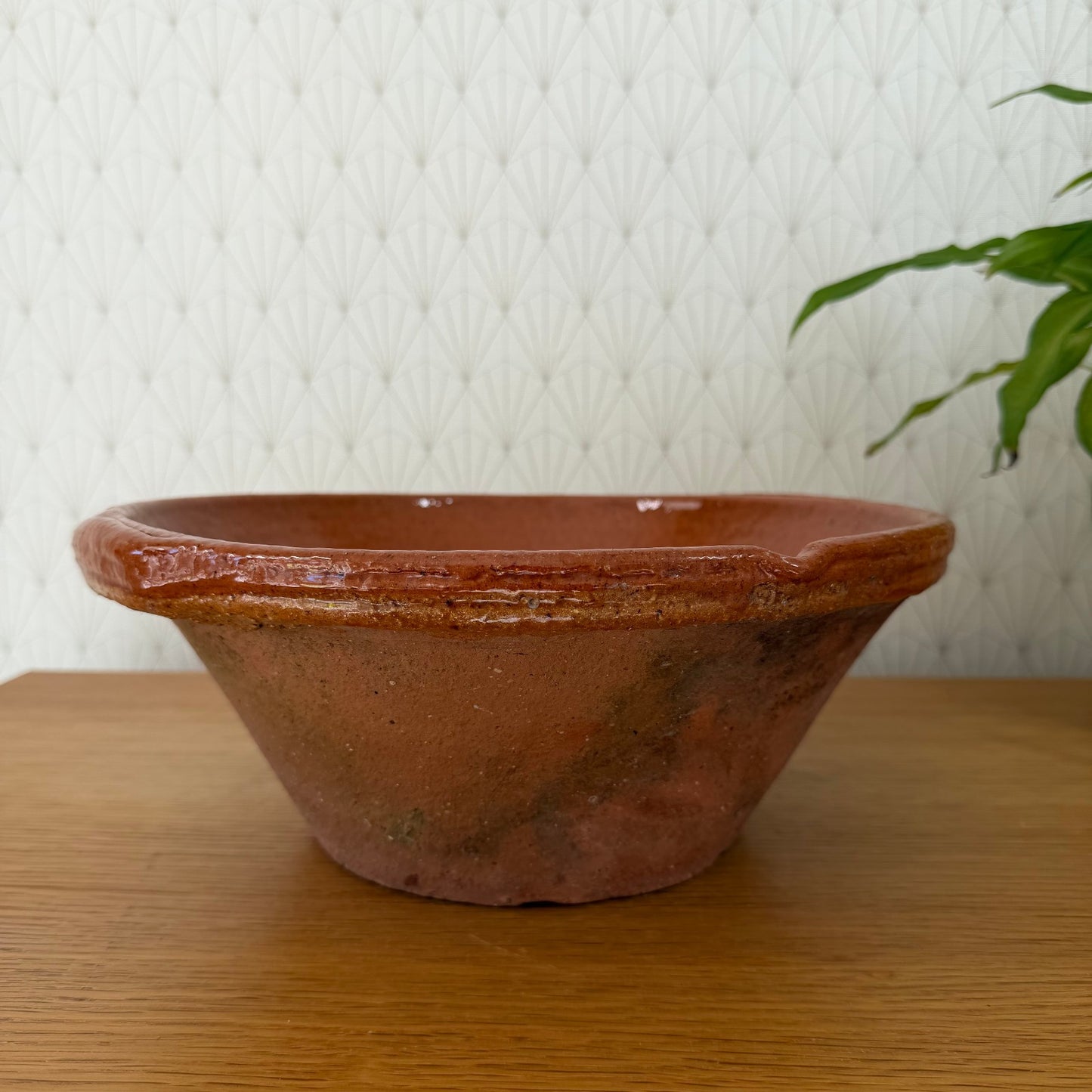 Vintage French Terracotta Bowl Glazed Rustic Pottery Mixing Tian 111259 Fleamarketfrance : French vintage and antique decor
