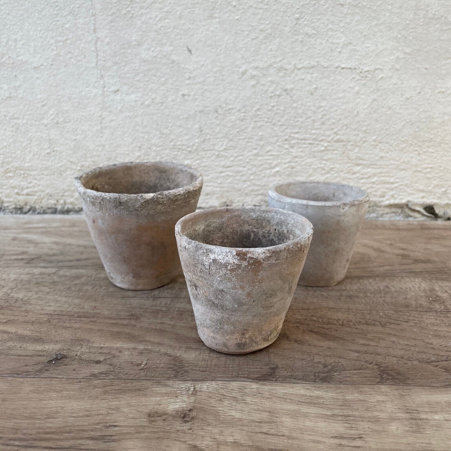 Vintage French Lot of 3 Terracotta Pots Planter Flowers 1403255 Fleamarketfrance