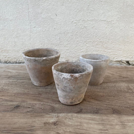 Vintage French Lot of 3 Terracotta Pots Planter Flowers 1403255
