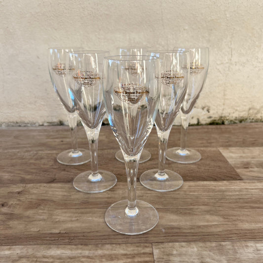 Set 6 Veuve Clicquot Crystal Champagne Flutes French Vintage 2301232 Veuve Clicquot