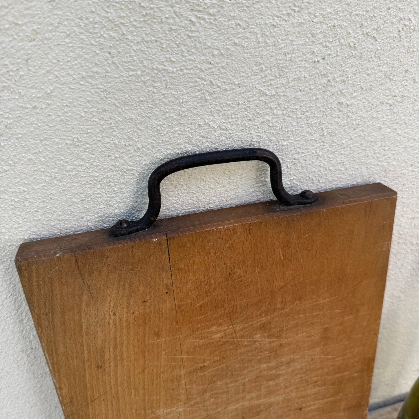 Vintage French Cutting Board Wood Iron Handle Bread Chopping Block 1606254 Unbranded
