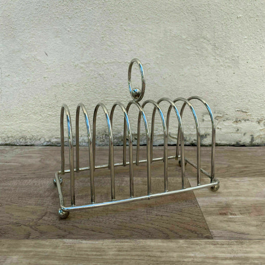 VINTAGE CUTE METAL silver plated toast rack from france 7" 0607218 - Fleamarketfrance