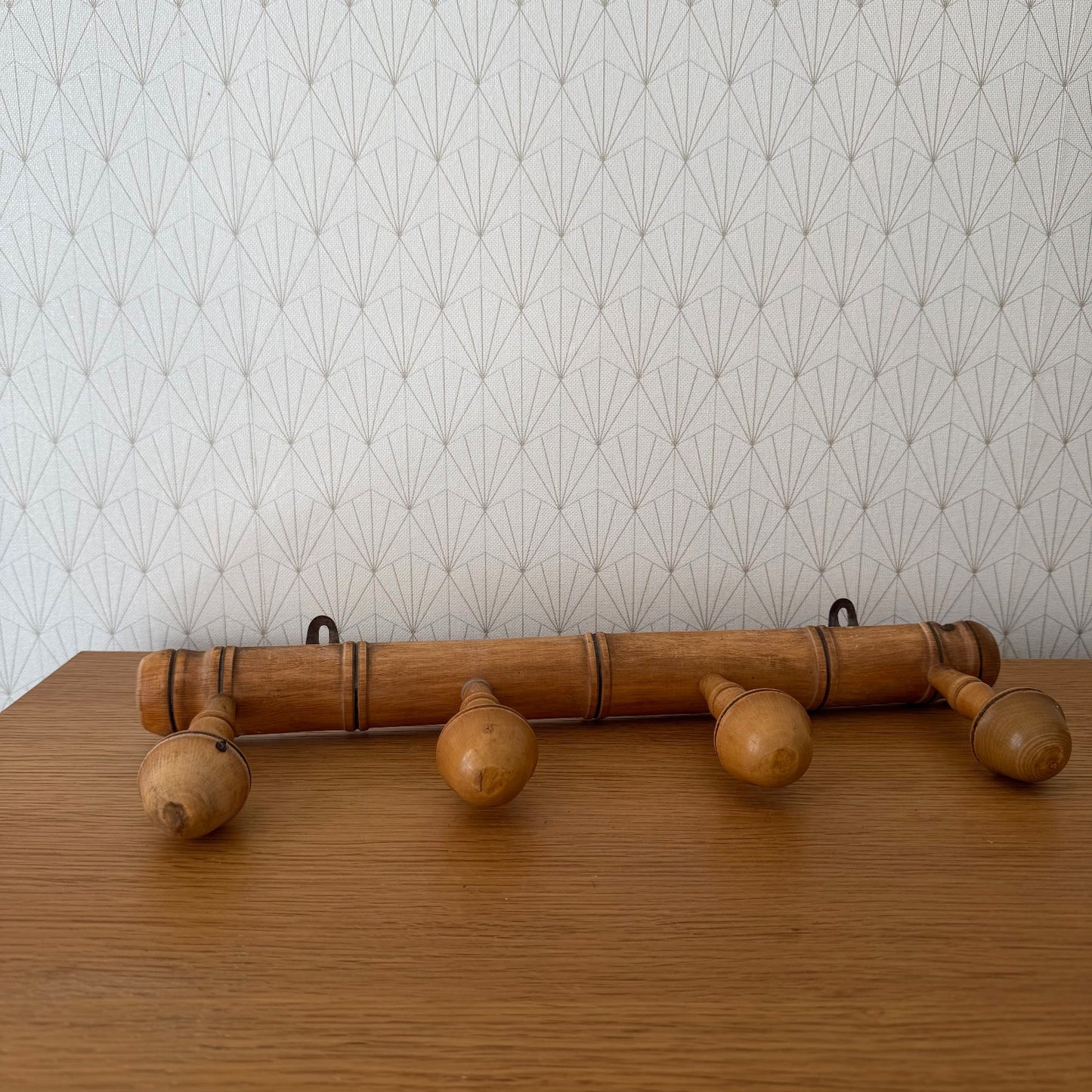 French Bamboo Coat Rack Vintage Wood Wall Hanger 4 Pegs Hat Hook 2604265 Unbranded