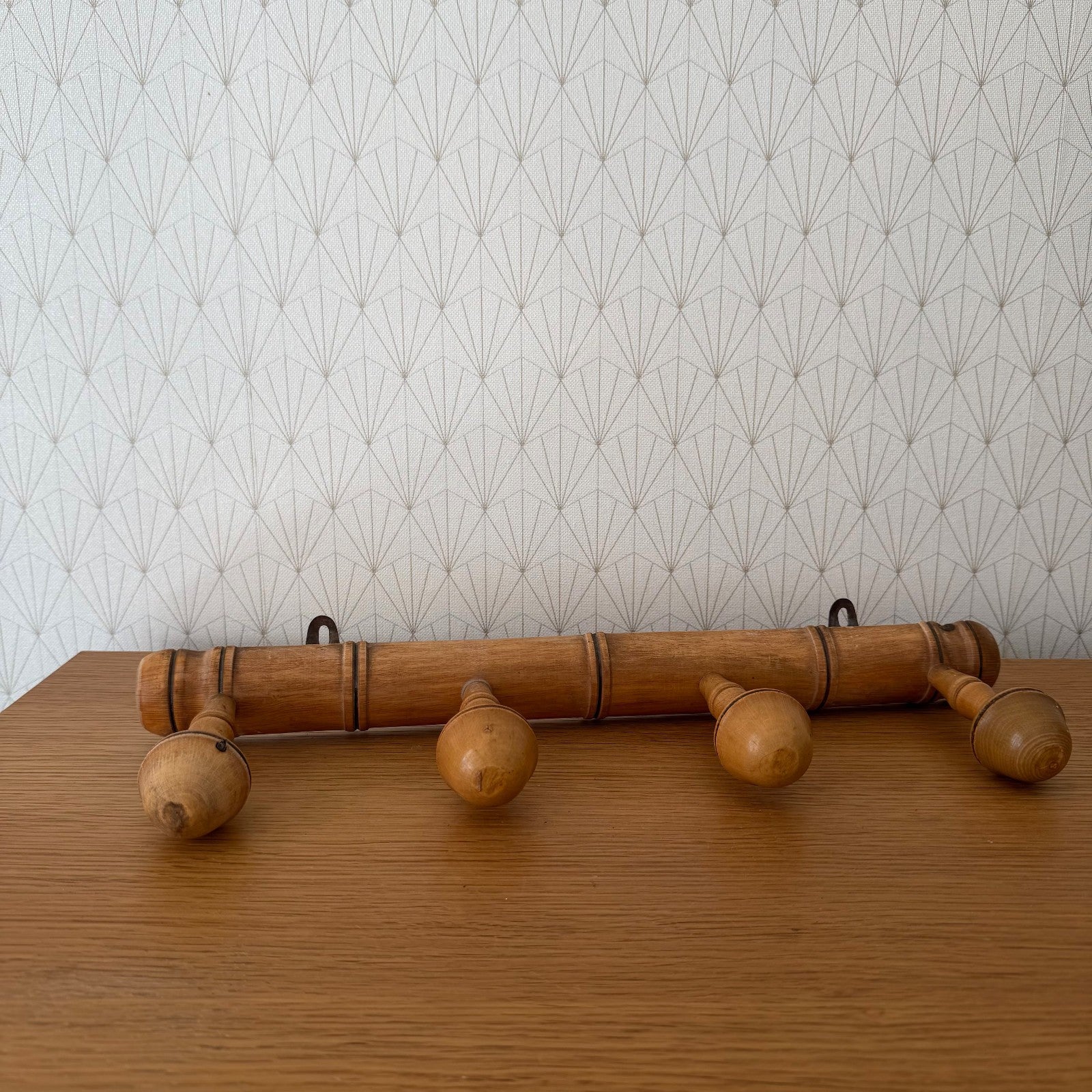 French Bamboo Coat Rack Vintage Wood Wall Hanger 4 Pegs Hat Hook 2604265 Unbranded