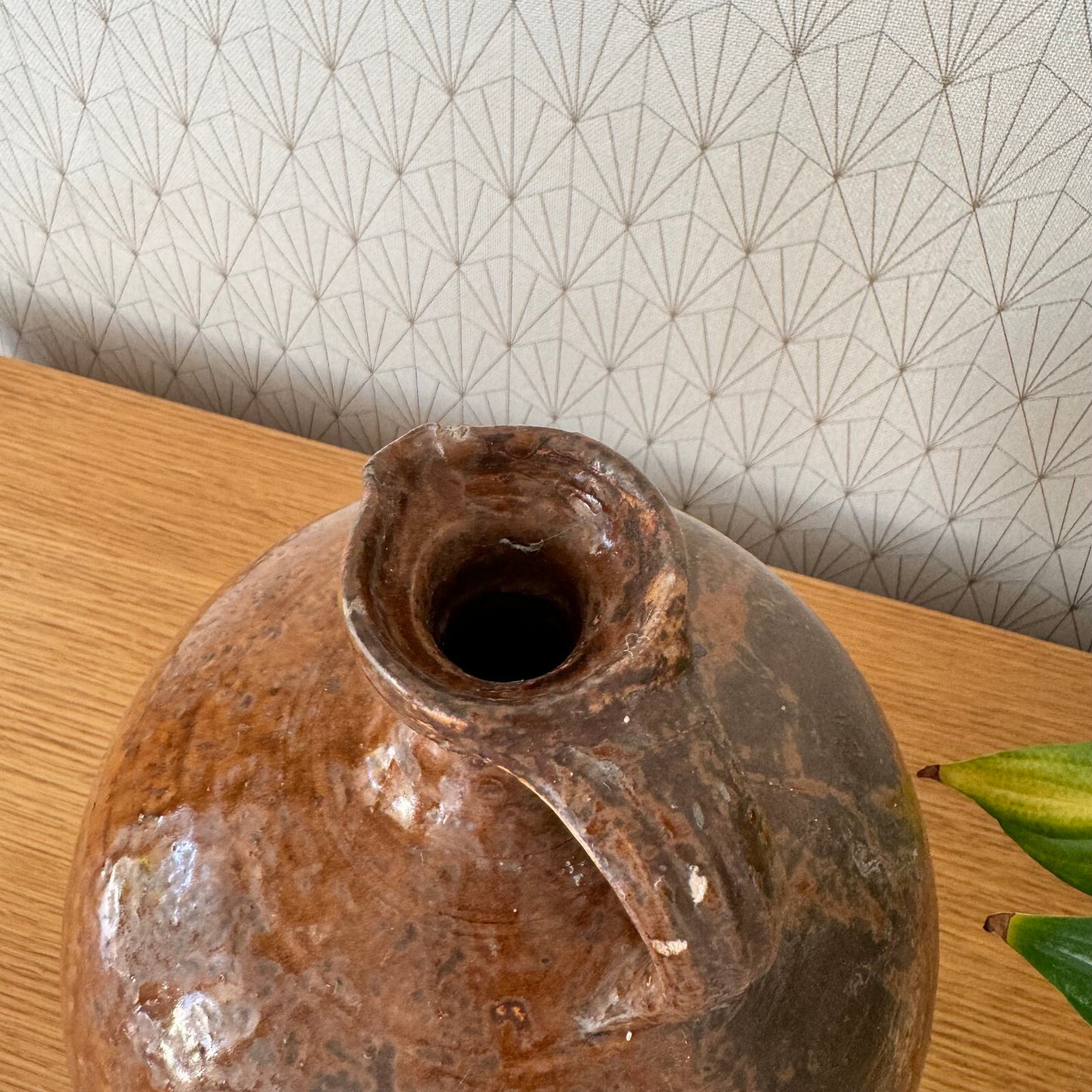 Antique French Stoneware Jug Brown Glazed Pottery Pitcher 15062413 Unmarked