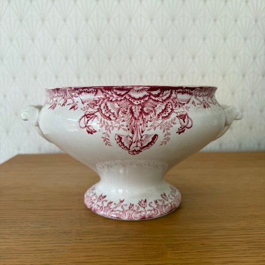French Tureen Earthenware White Pink Fruits Bowl Terre De Fer BOUCHART 0911243 Fleamarketfrance
