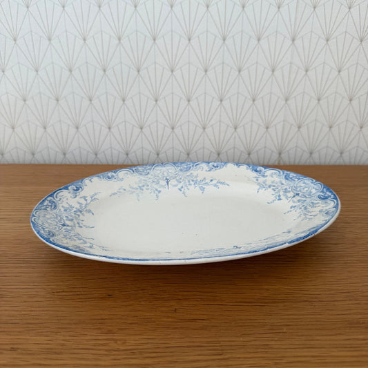 Antique French Luneville Blue White Oval Serving Platter 1509265 Fleamarketfrance