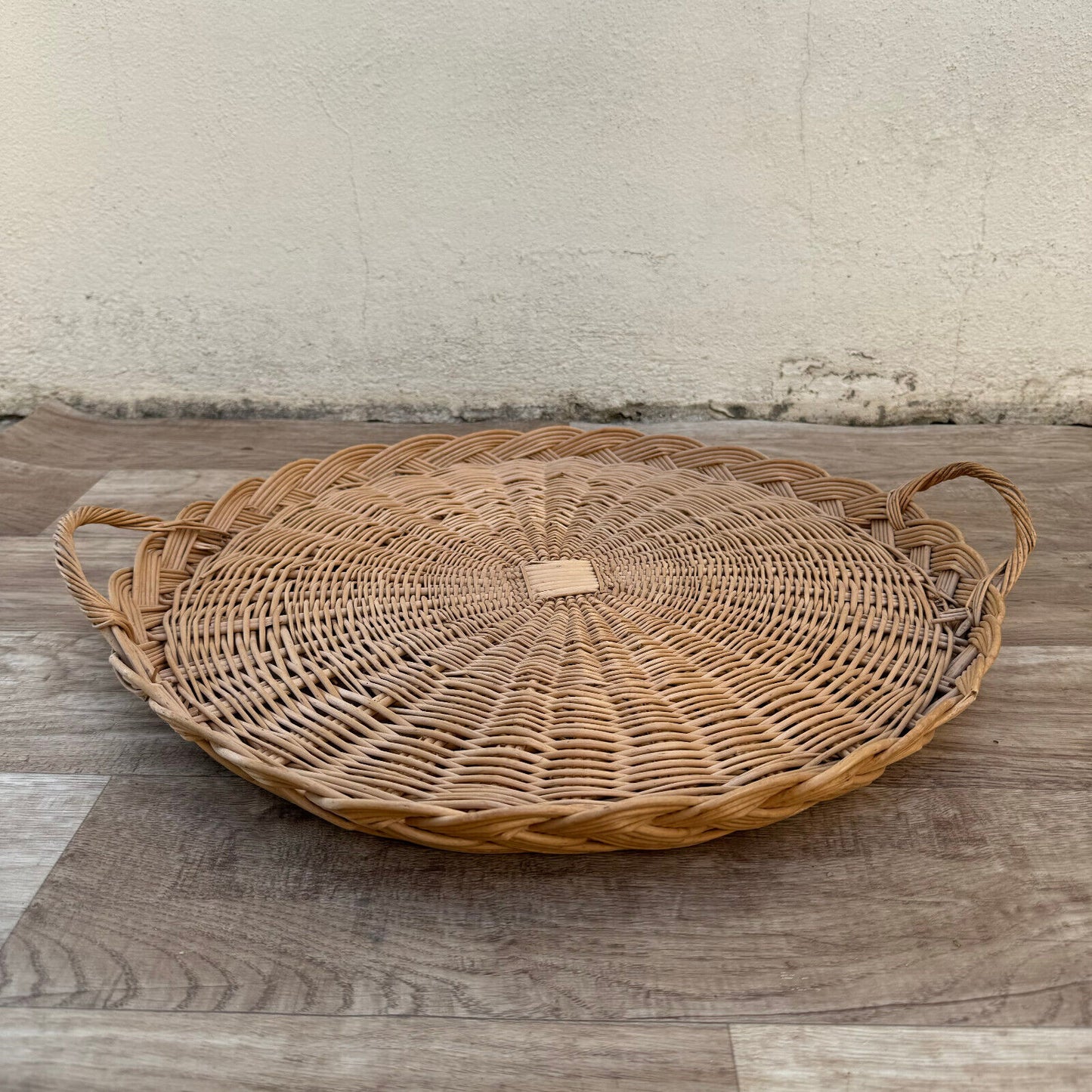 French Wicker Basket Vintage rattan bakery display pastry flowers 03092414 - Fleamarketfrance