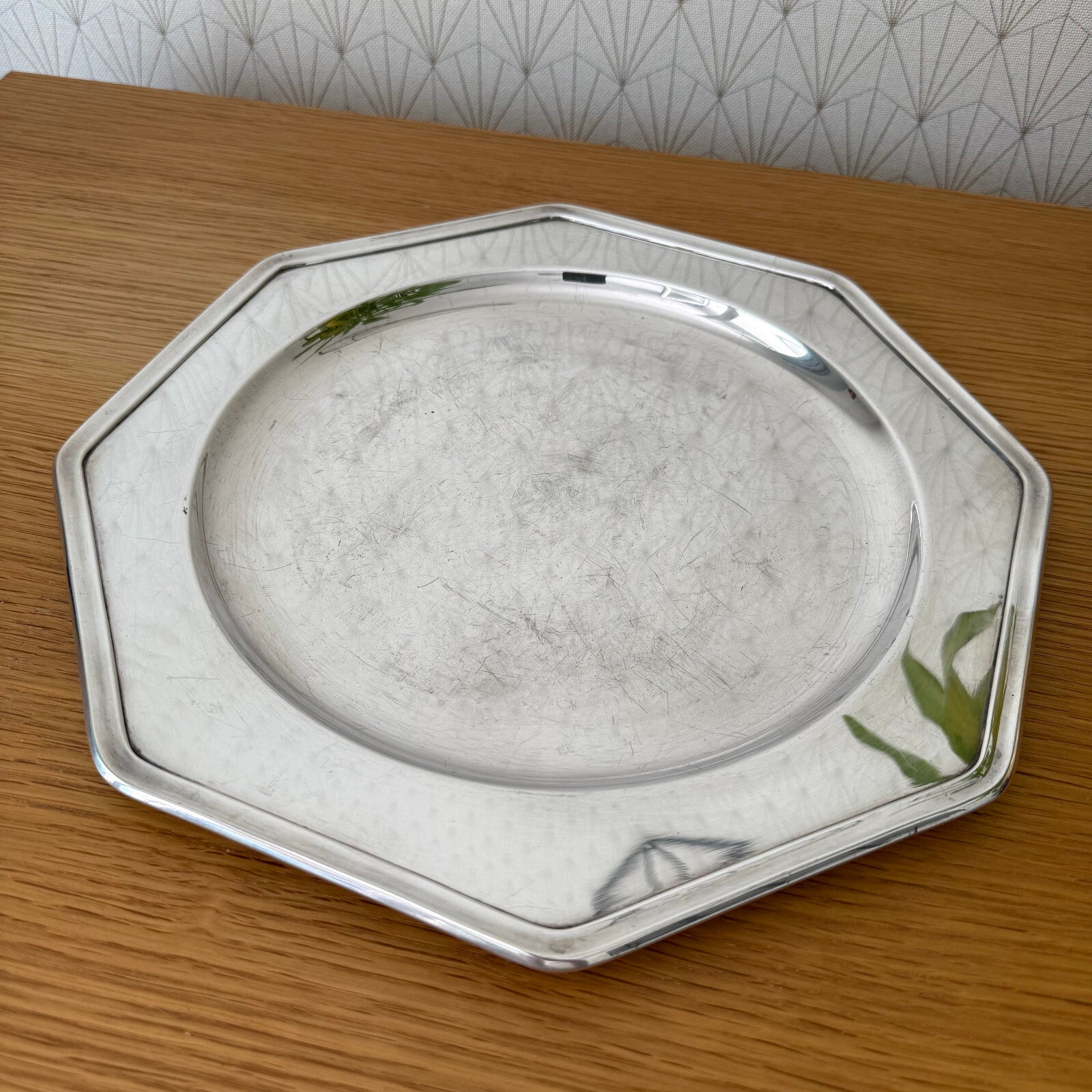 Vintage French Silver Plated Tray Ravinet d'Enfert Octagonal 12" 0905255 Ravinet d'Enfert