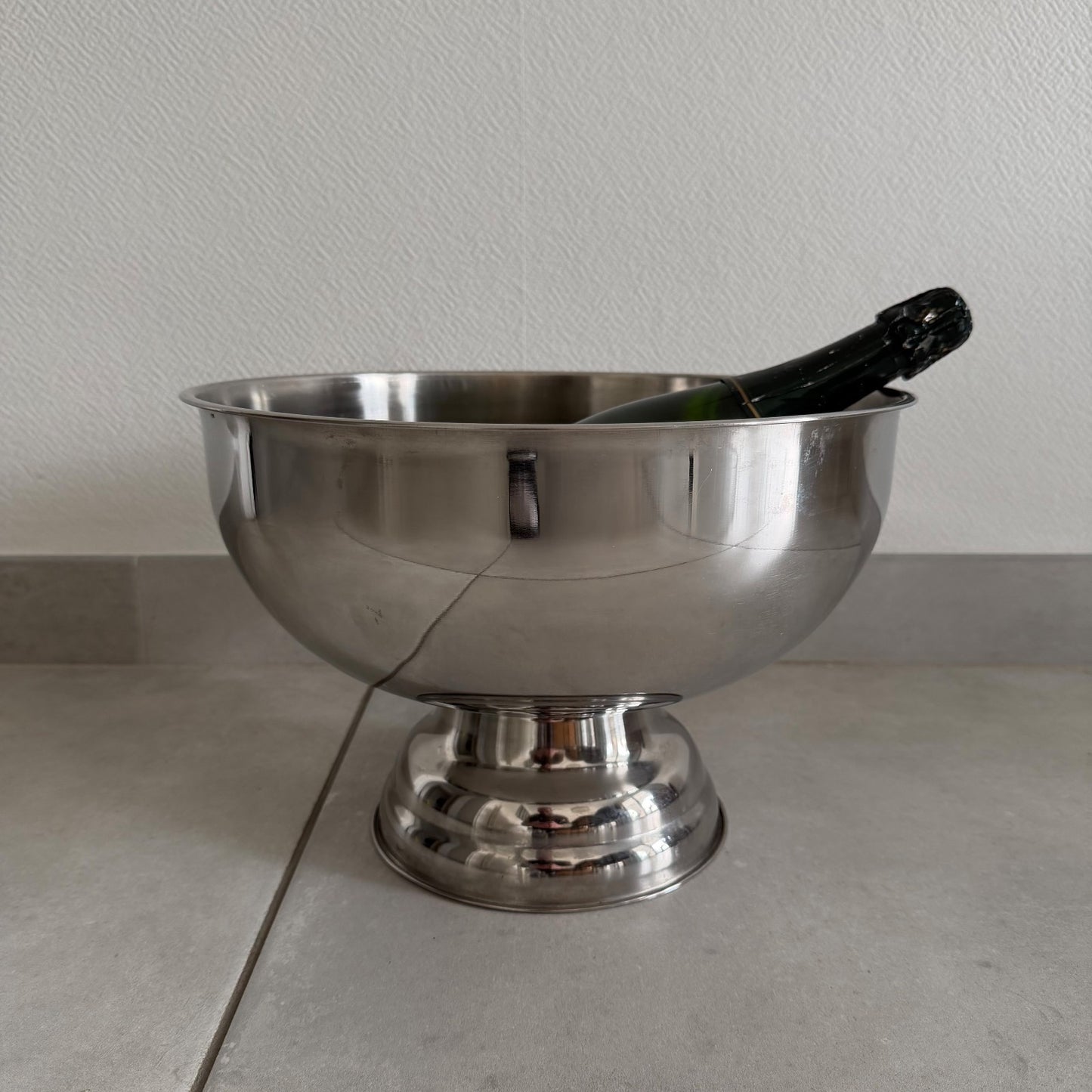 French Stainless Steel Champagne Bucket Ice Cooler Double Magnum 0101262 Fleamarketfrance : French vintage and antique decor