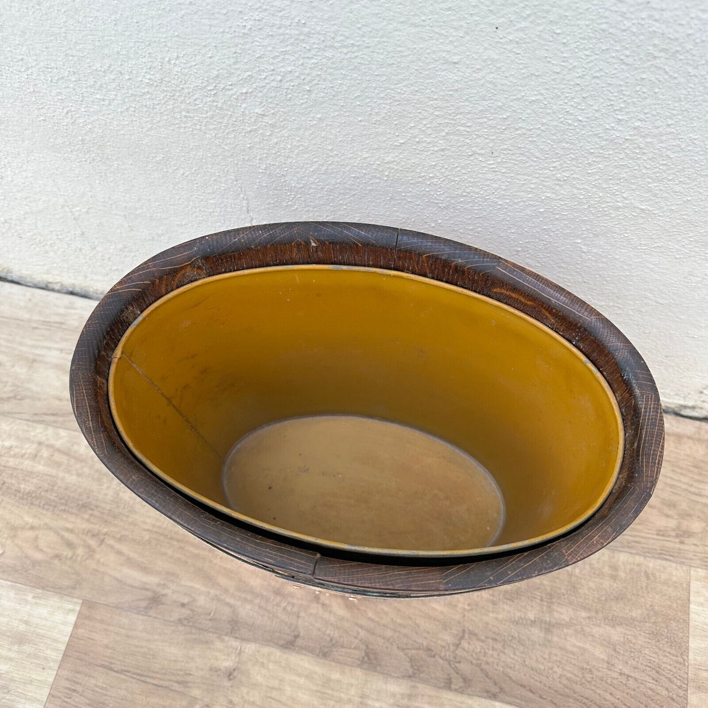 Vintage French Champagne Ice Bucket Cooler Made France WOOD BRASS 1805234 - Fleamarketfrance