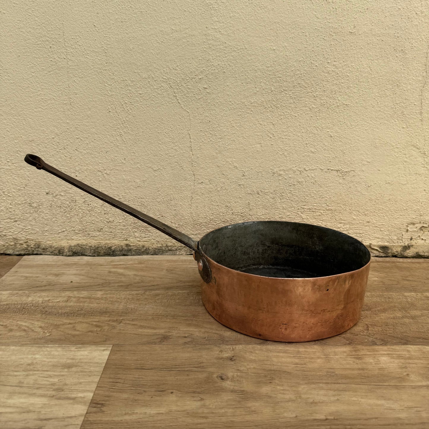 Antique French Copper Saucepan Cast Iron Handle Tin Lined 29082411 Unbranded
