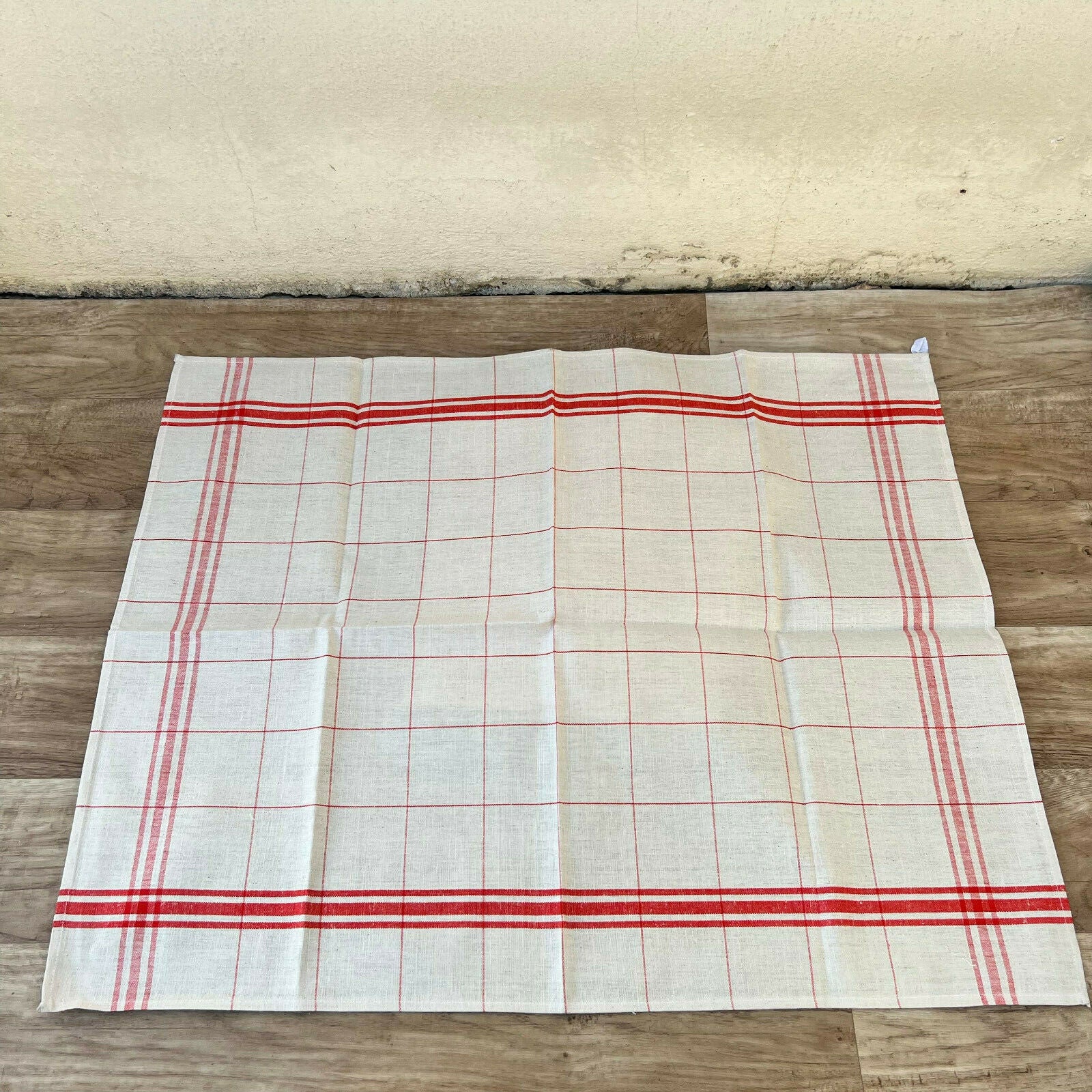 Vintage Rustic French Linen Red Stripe Tea Towel dish cloth Set of 3 25022214 - Fleamarketfrance