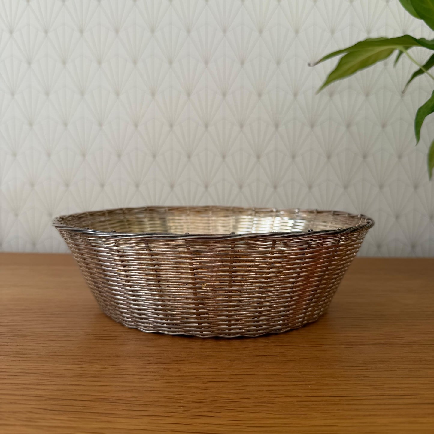 French Silverplate Woven Wire Bread Basket Vintage Metal Bowl 2101268 Unbranded