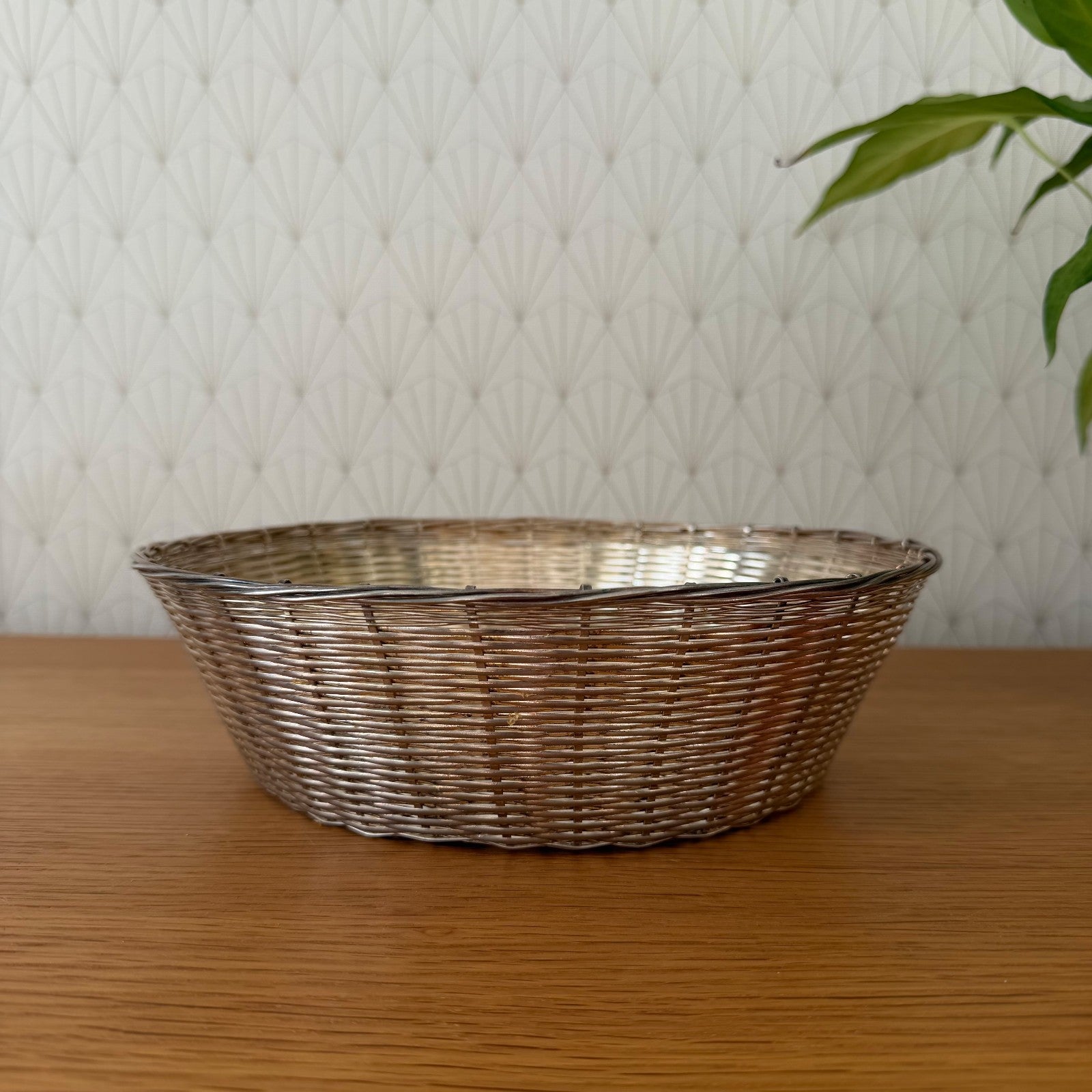 French Silverplate Woven Wire Bread Basket Vintage Metal Bowl 2101268 Unbranded