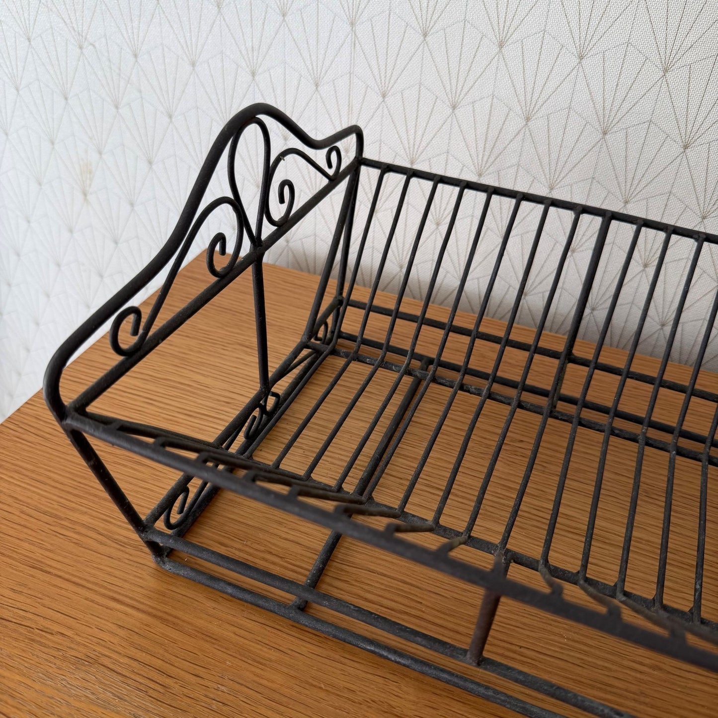 Vintage French Black Wrought Iron Dish Drying Rack Kitchen Farmhouse 10062616 Unbranded