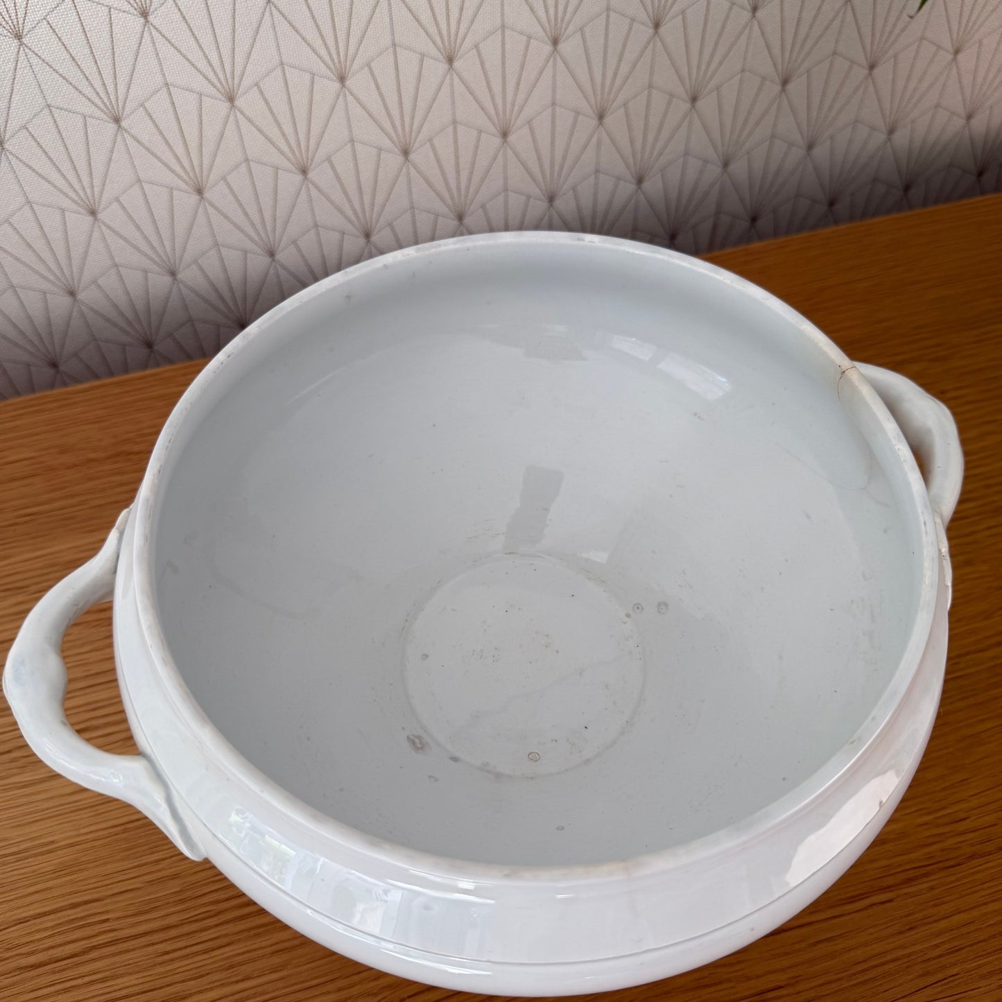 French Tureen Earthenware White Fruits Bowl Terre De Fer ST AMAND AMAGE 2210259