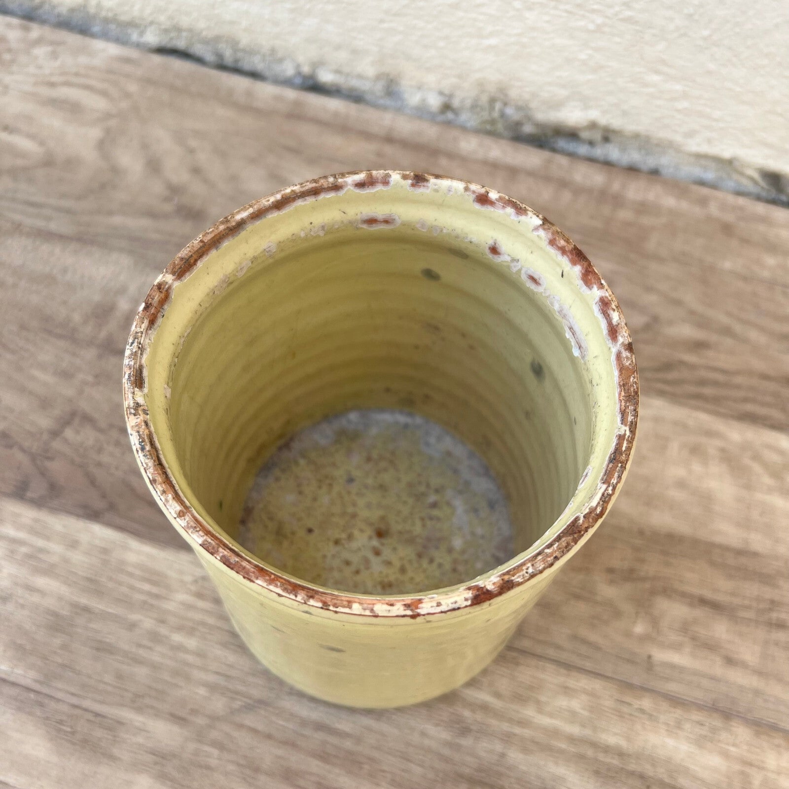 French Jam Pot Yellow Glazed Terracotta Antique Crock 6" 1210247 Unbranded