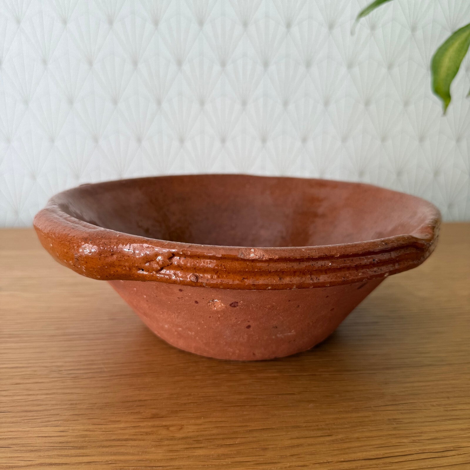 VINTAGE FRENCH GLAZED TERRACOTTA SALAD MIXING BOWL TERRINE TIAN 04062511 Fleamarketfrance