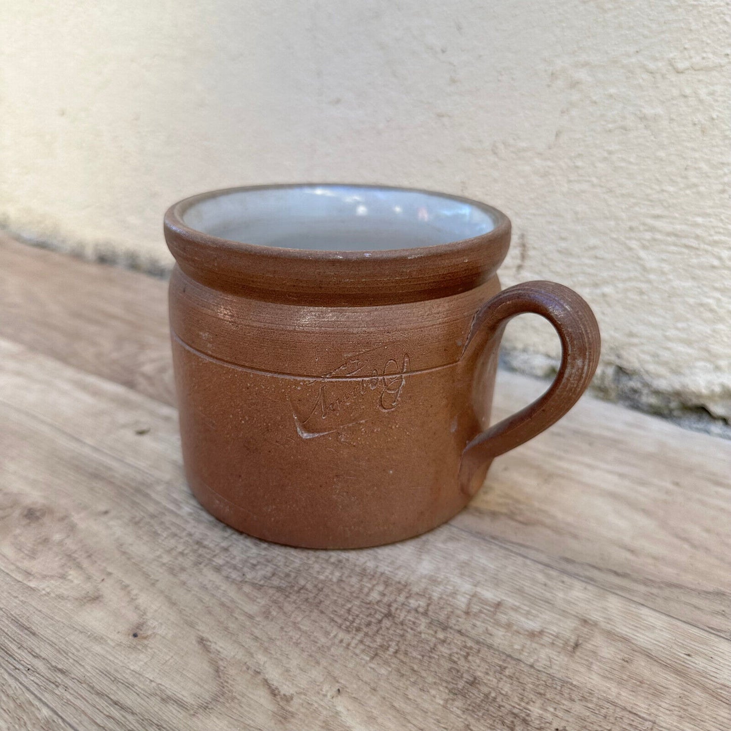 FRENCH VINTAGE confit jug mug cup glazed brown 01112320 - Fleamarketfrance