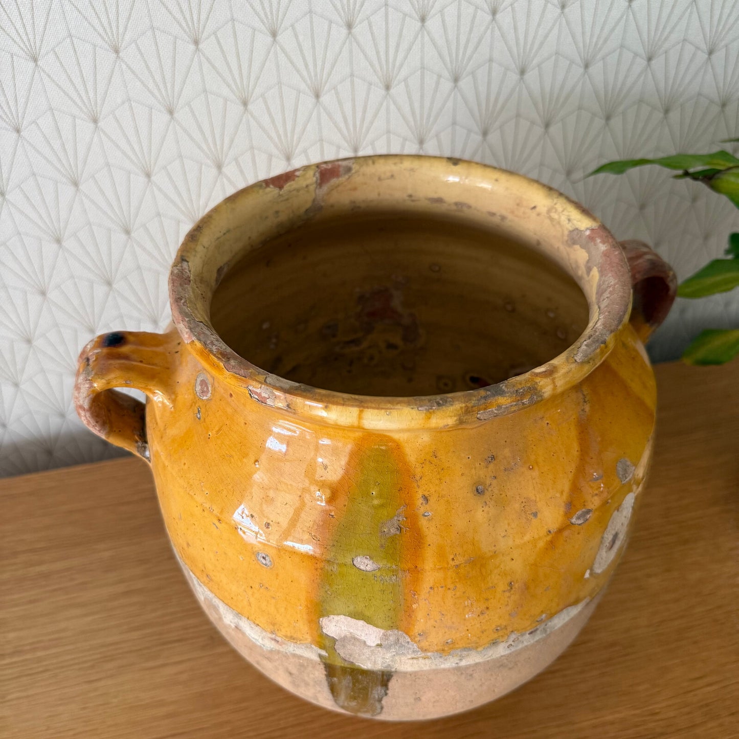 Antique French Confit Pot Yellow Glazed Terracotta Pottery 2302257 Unmarked