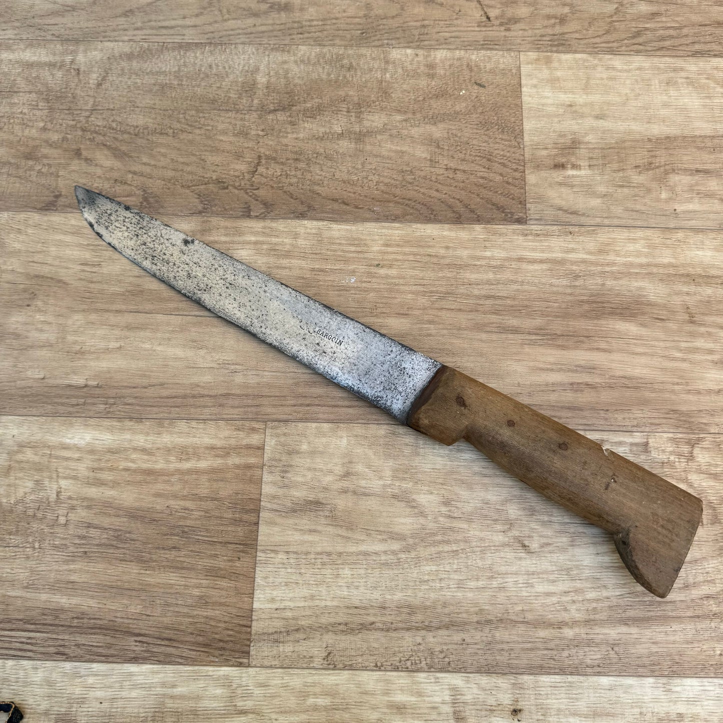 French Vintage Butcher Knife Bargoin Carbon Steel 15.75" 04082415 Unbranded