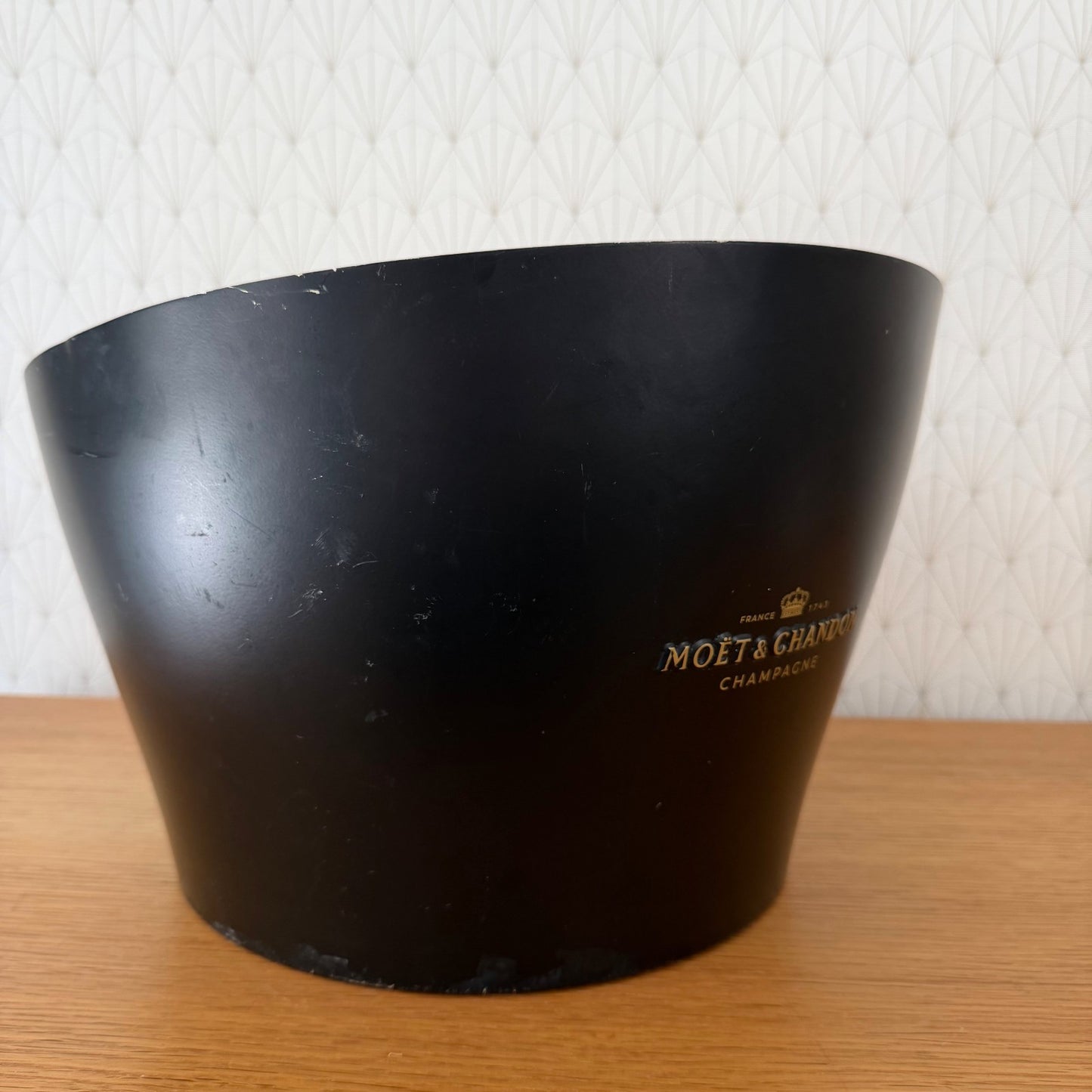 French Champagne Ice Bucket Black Metal Wine Cooler Moet chandon 04092611
