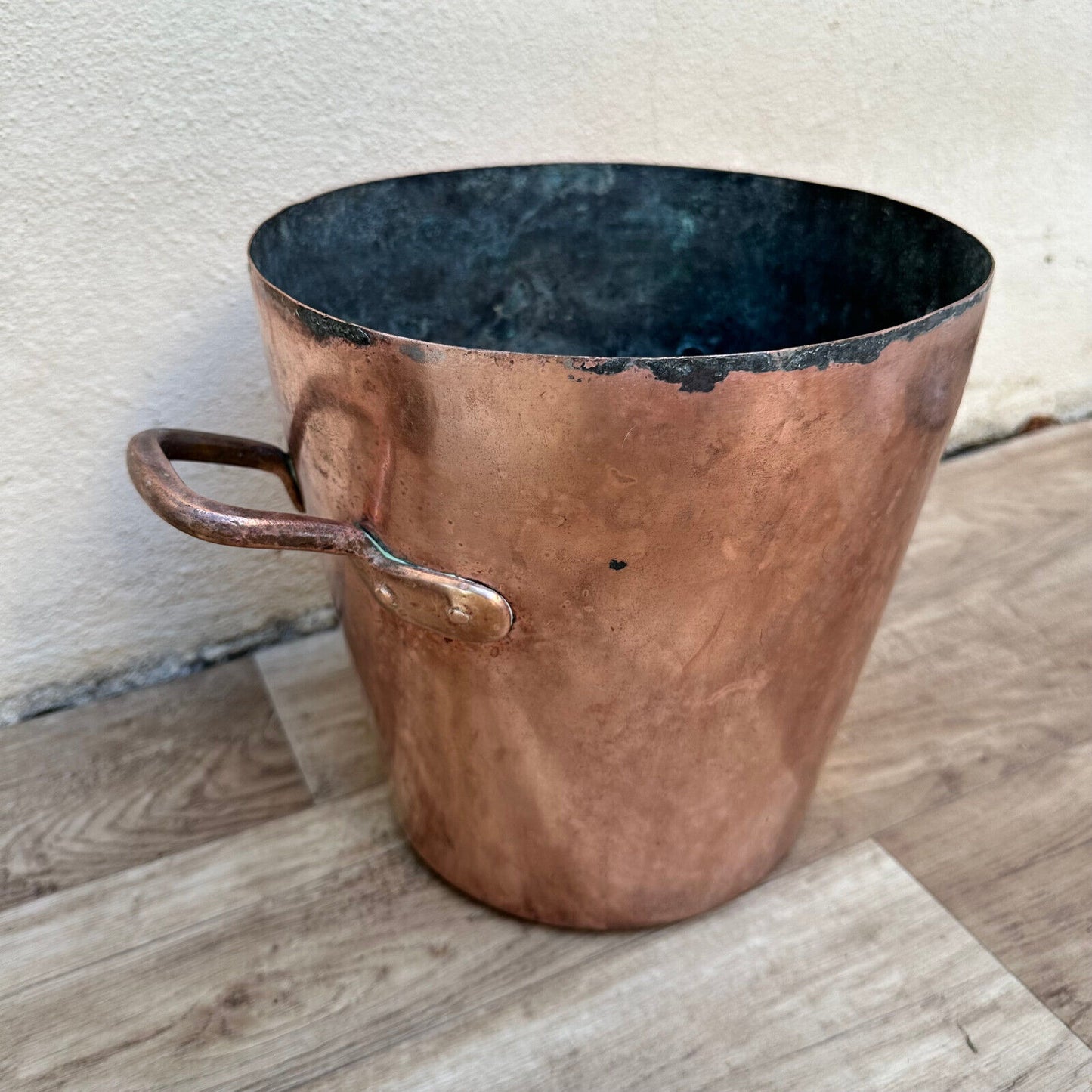 Antique French Farmhouse Copper Bucket Dovetailed 26082315 - Fleamarketfrance