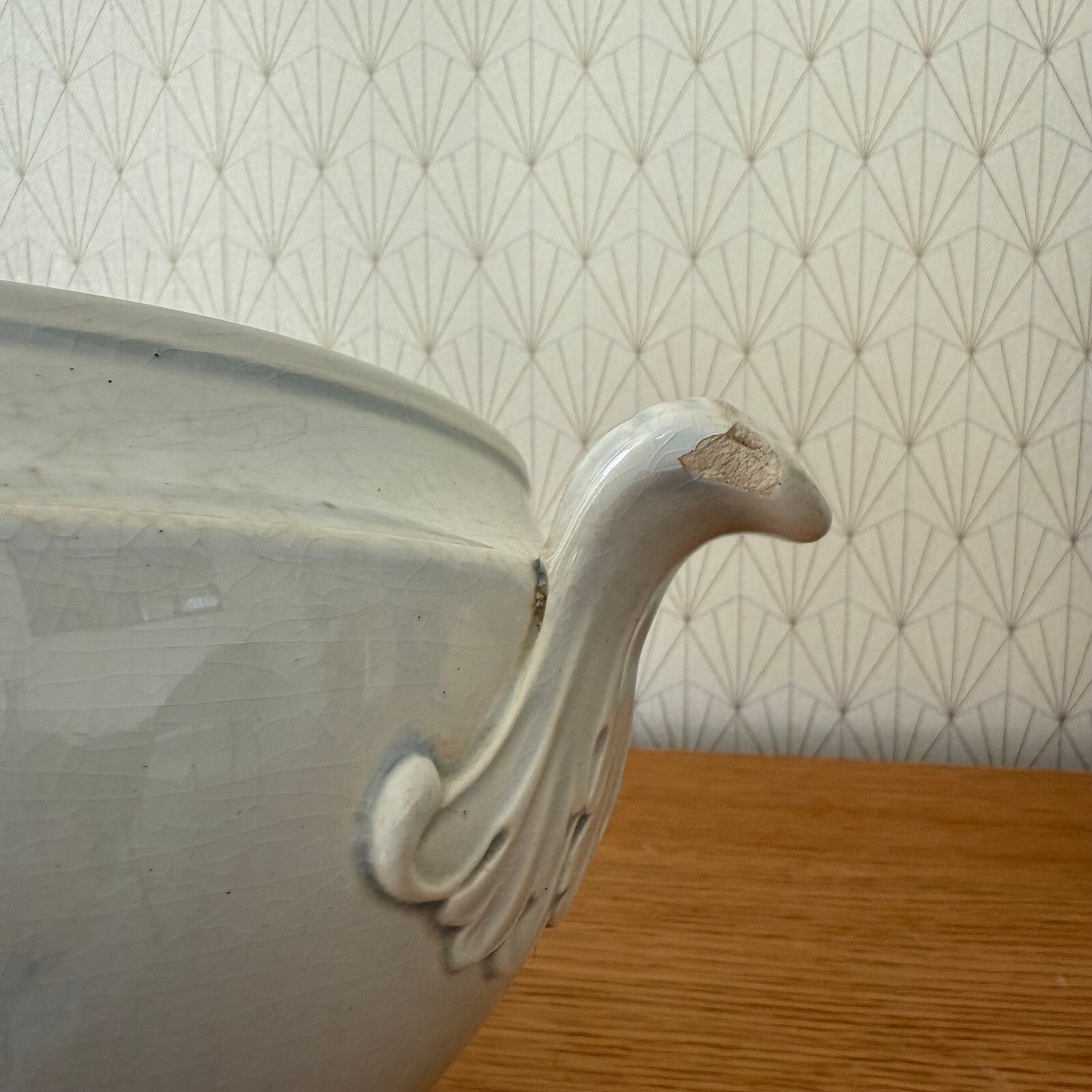 Antique French Tureen White Ceramic Footed Bowl Vieillard Bordeaux 0911245 Fleamarketfrance