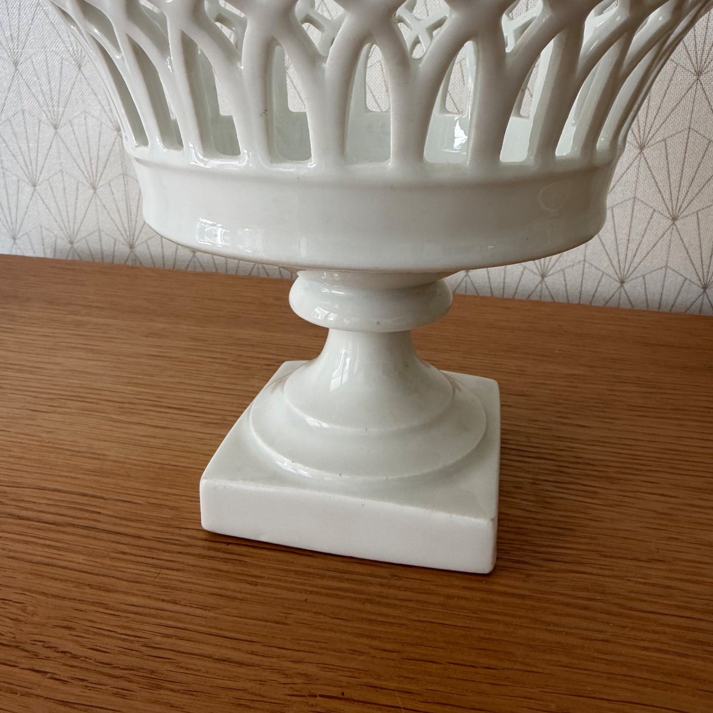 Vintage French White Porcelain Reticulated Footed Compote 0708261 Fleamarketfrance
