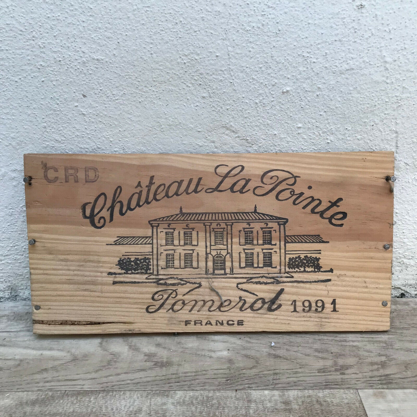 Wine Wood Crate Box Panel Vintage French wall sign LA POINTE POMEROL 08032216 - Fleamarketfrance