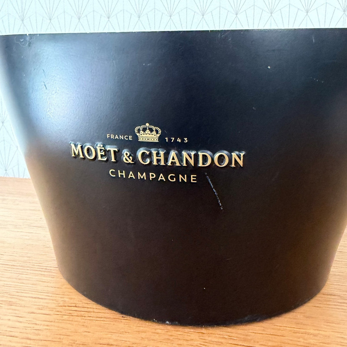 French Champagne Ice Bucket Black Metal Wine Cooler Moet chandon 04092614