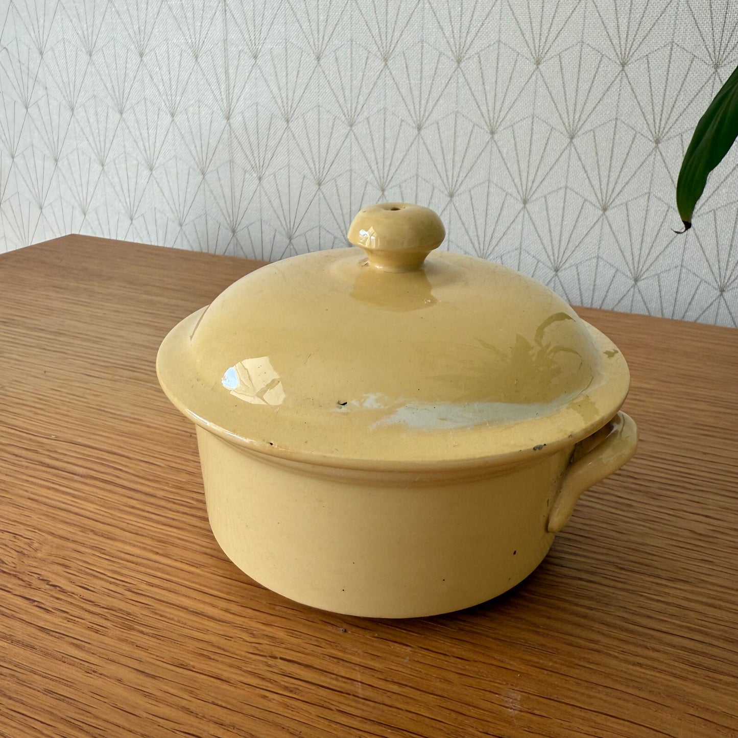 Vintage French Terrine Pot Yellow Ceramic Luneville Pottery 11012513 Luneville