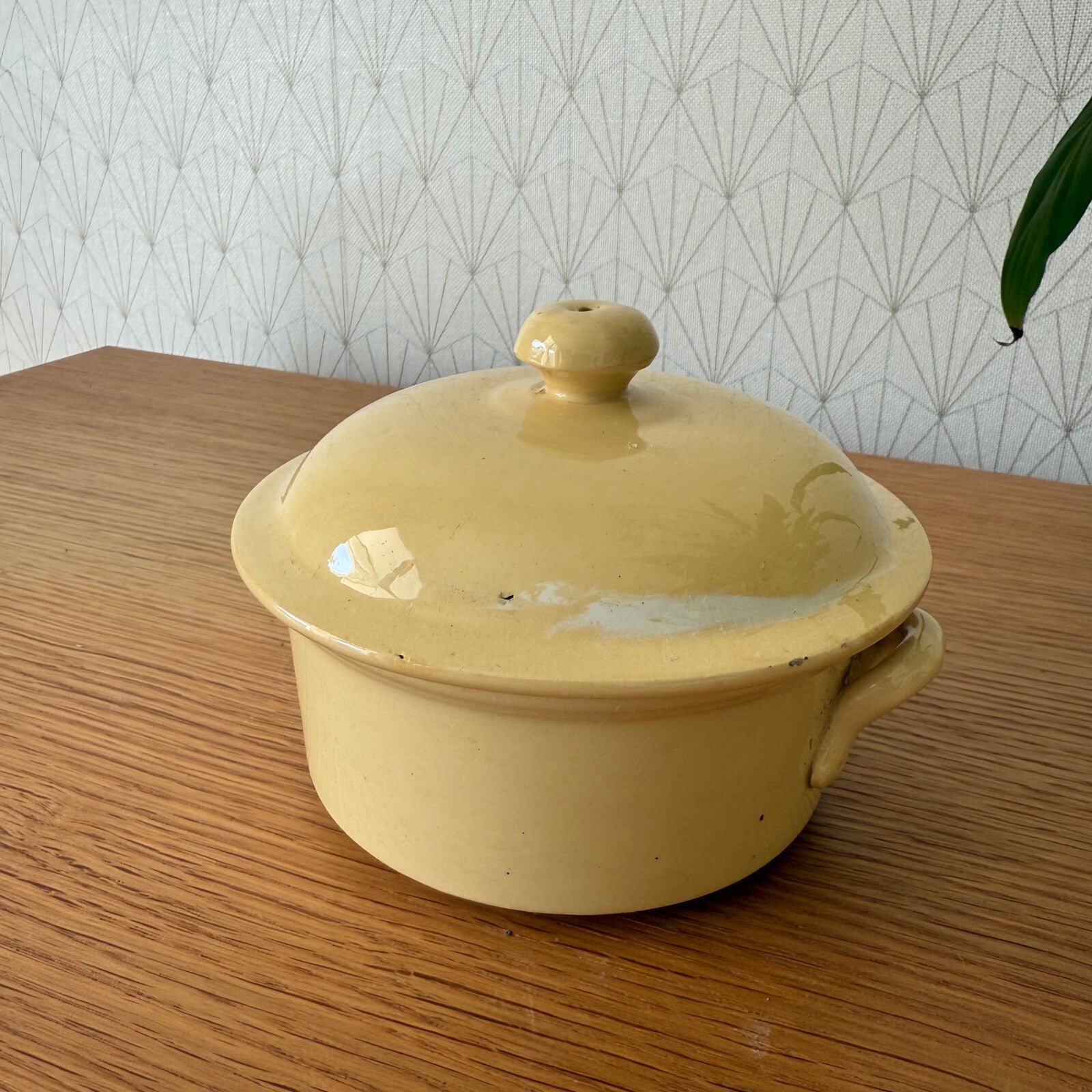 Vintage French Terrine Pot Yellow Ceramic Luneville Pottery 11012513 Luneville