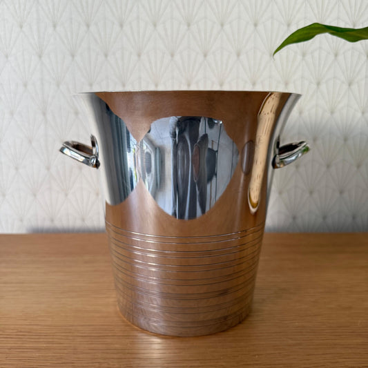 Vintage French Ice Bucket Silverplate Champagne Cooler Ribbed 0912259 Fleamarketfrance : French vintage and antique decor