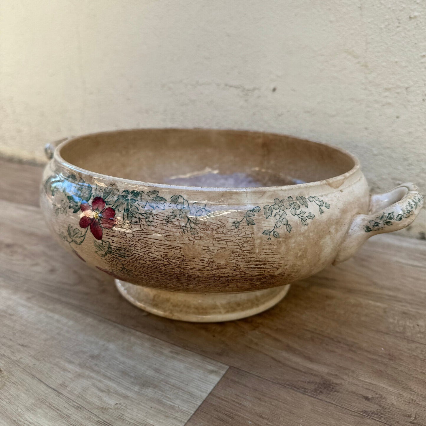 French tureen Longchamps ALTEA earthenware flowers fruits bowl 2309247 Fleamarketfrance