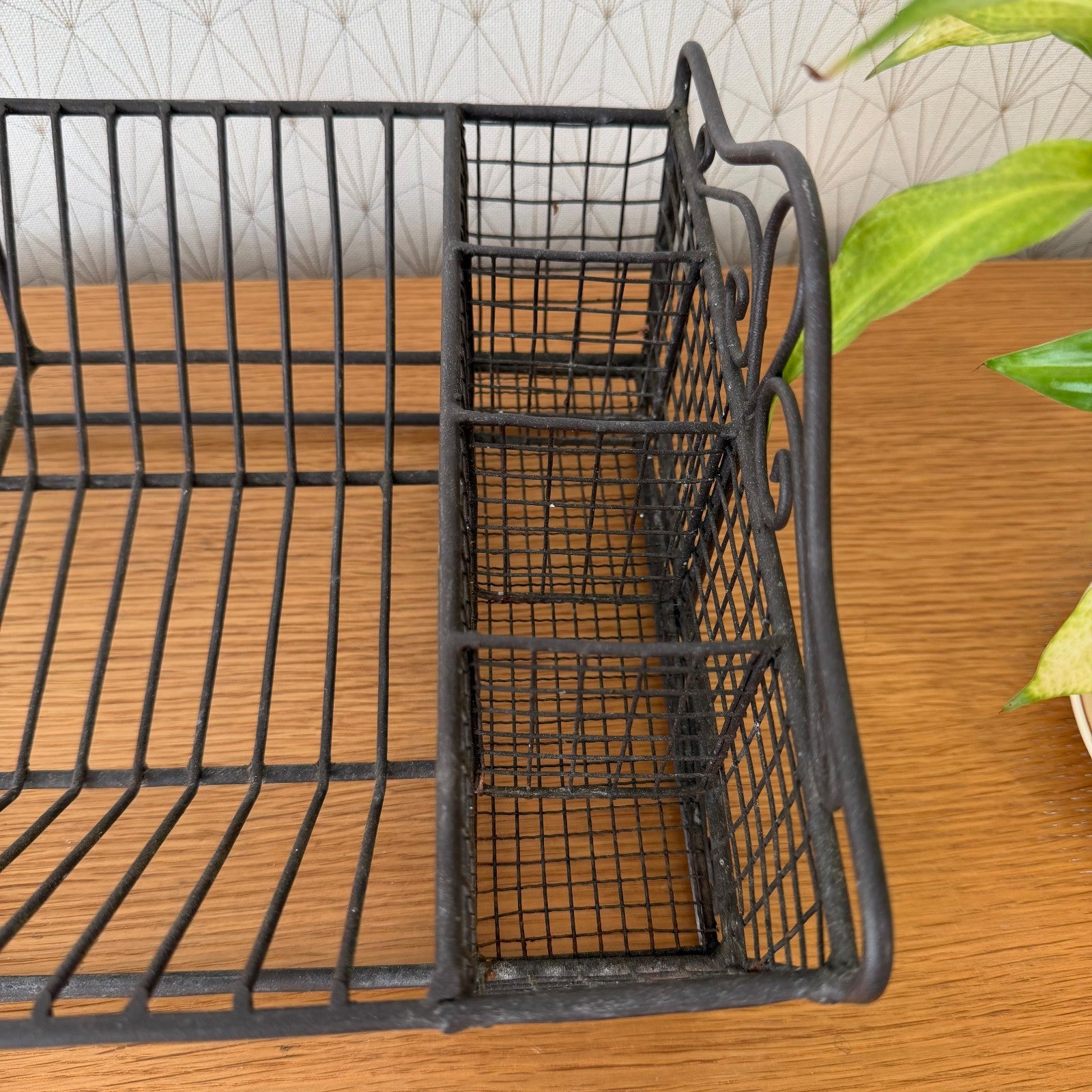 Vintage French Black Wrought Iron Dish Drying Rack Kitchen Farmhouse 10062616 Unbranded